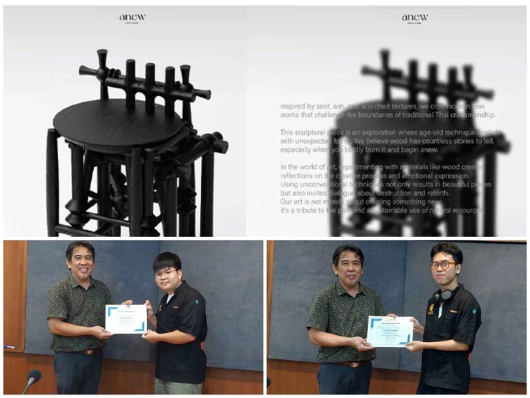 นิสิตที่สร้างสรรค์ผลงานออกแบบและส่งผลงานเข้าร่วม Design Excellent Award: DEmark 2025 ได้เข้ารับประกาศนียบัตรจากคณบดีคณะศิลปกรรมศาสตร์